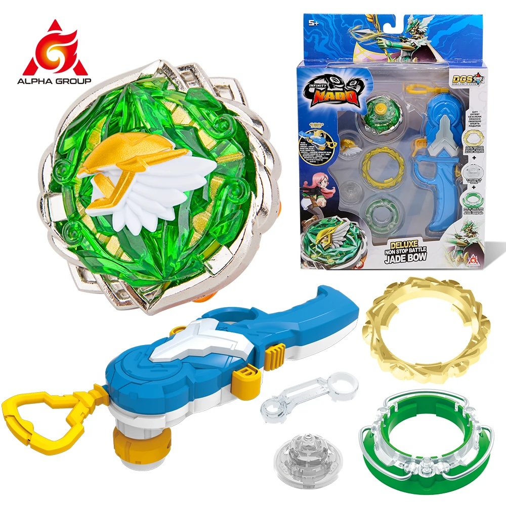 

Infinity Nado 5 Deluxe Advanced Series Jade Bow Metal Spinning Top Non Stop Battle Gyro Set With Magnetic Launcher Anime Kid Toy