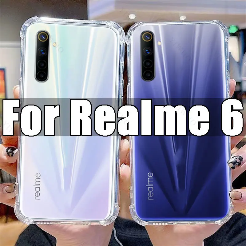 Прозрачный флип-чехол для Realme 6 из ТПУ, 6,5 дюйма, RMX2001, ударопрочные, с защитой от царапин