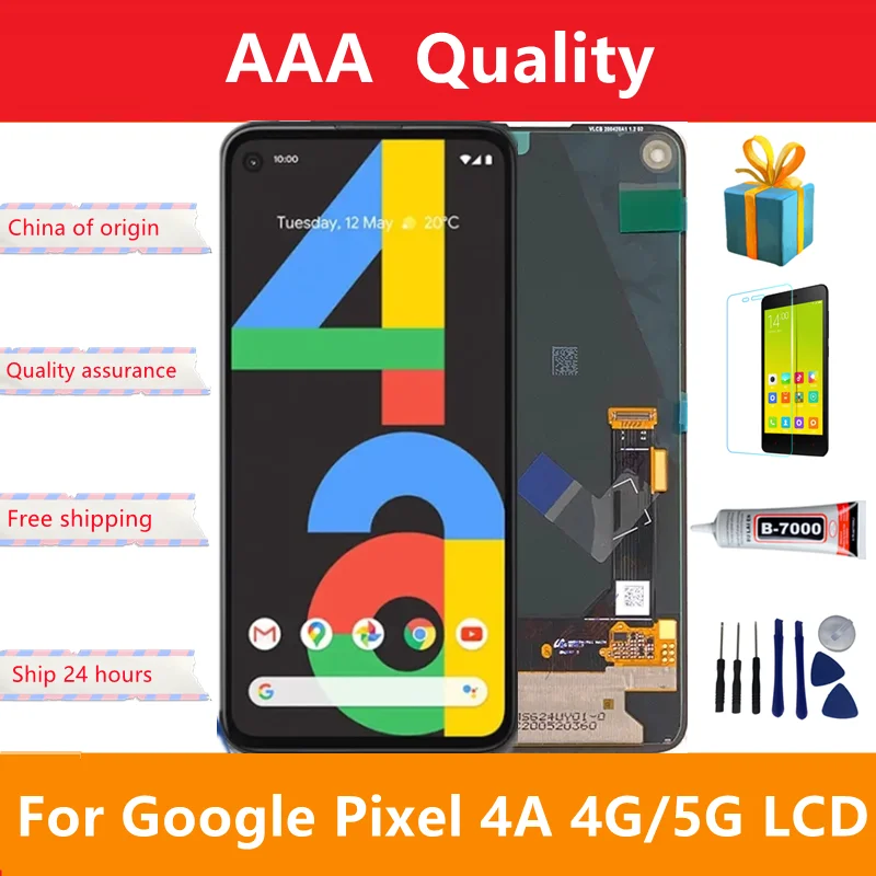 

Original For Google Pixel 4a 4G LCD G025J Display Screen Touch Digitized Assembly Replacement For Google Pixel 4a 5G GD1YQ LCD