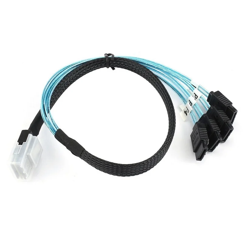 

Mini SAS 4i SFF-8087 36P 36-Pin Male To 4 SATA 7-Pin Splitter Adapter Cable 0.5M Connecter Support for 10 GBPs Band