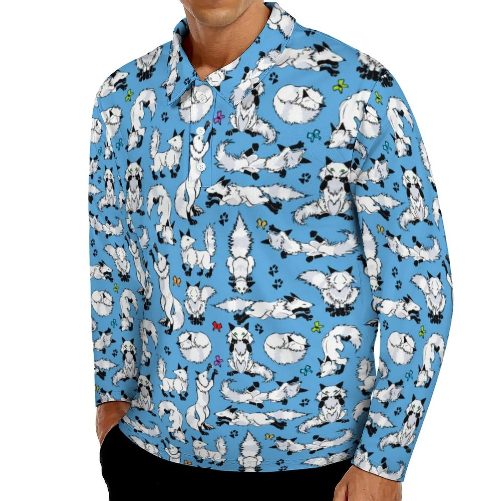 

Рубашки-поло с принтом животных арктических животных, Весенняя Повседневная рубашка с длинным рукавом и воротником, футболки большого разм...