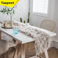 tibet sheep fur table runner european style solid color wedding dinner party decoration household hairy tablecloth home decor