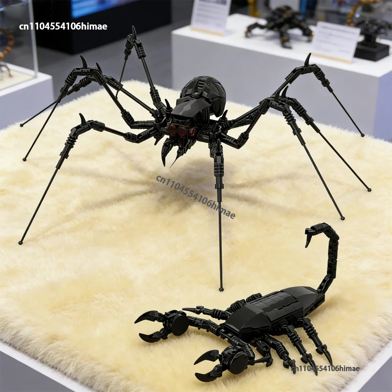 Фото НОВЫЕ Волшебные строительные блоки MOC «Черный скорпион» (модель паука), развивающая конструкторная игрушка для детей, подарок на Рождество и День рождения №1