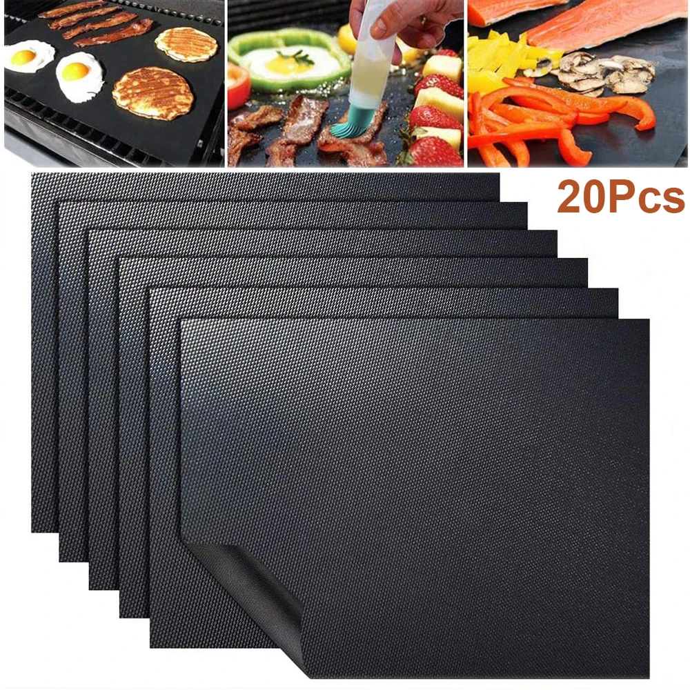 

5/10/20Pcs Non-stick BBQ Grill Mat 40*33cm Baking Mat BBQ Tools Cooking Grilling Sheet Heat Resistance Easily Cleaned BBQ Tools