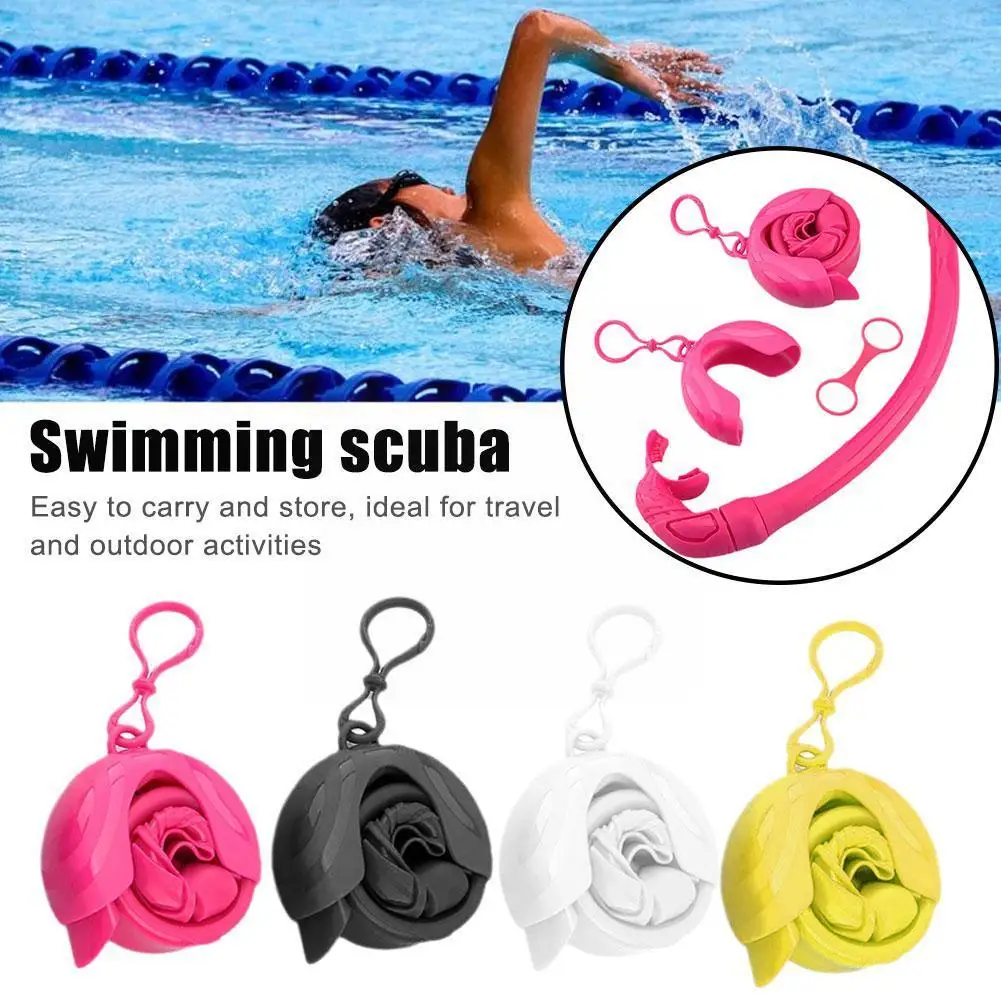 

All Silicone Snorkel Underwater Scuba Free Diving Dive Wet Soft Snorkeling Flexible Breathing Foldable Tube Gel Silica O6S4