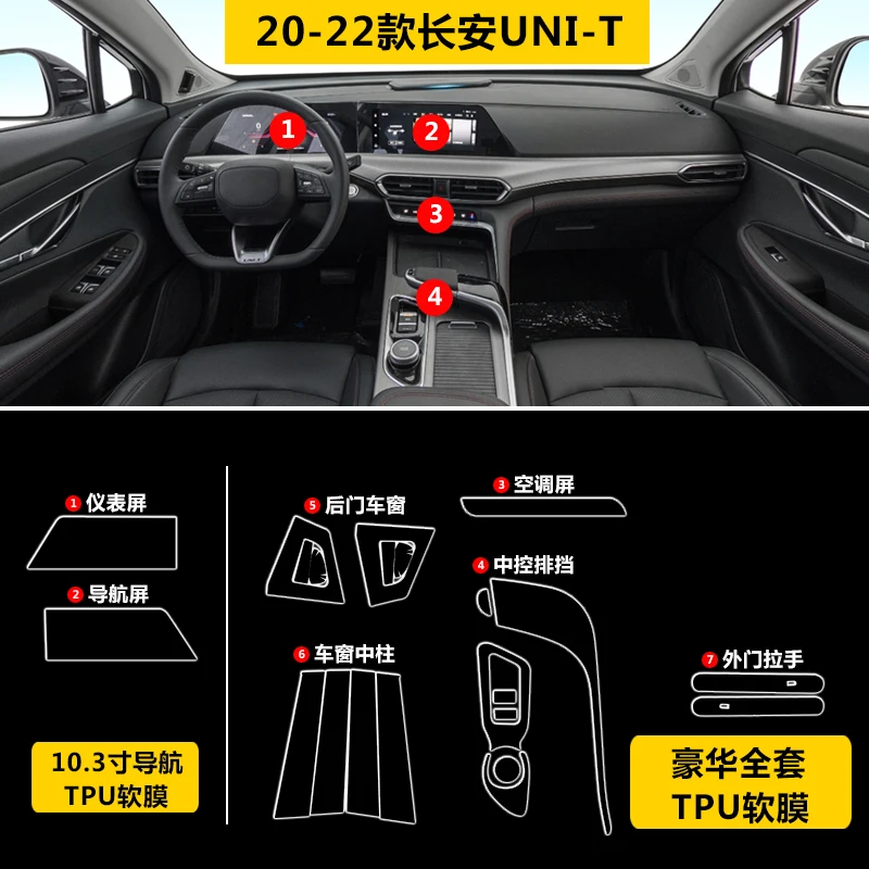 

Tpu Transparent Film for Changan UNIT UNI T Car Interior Protection Stickers Center Console Gear Door Window Center Pillar Panel