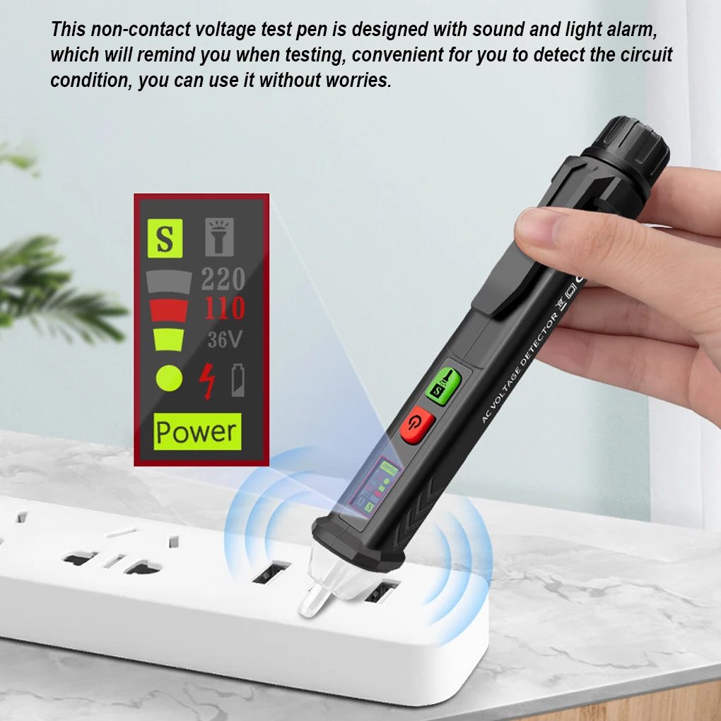 

Non Contact Test Pen Pencil 12-1000V AC Sensitive Voltage Tester Battery Operated Volt Detector Pocket Meter with LED Indicator