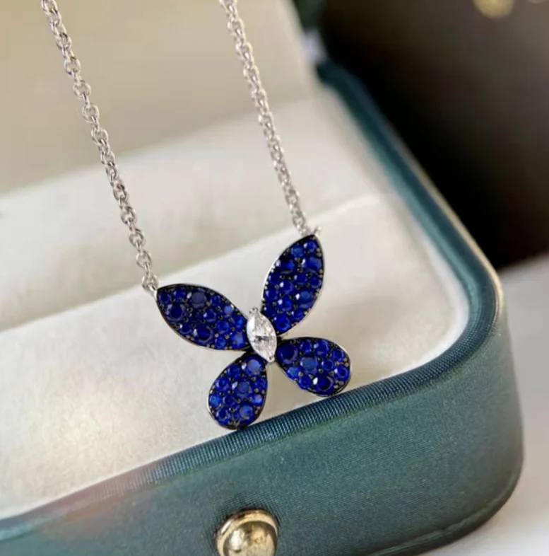 

ANGLANG Brilliant Butterfly Pendant Necklace Bridal Wedding Shiny CZ Stone Romantic Gifts Chain Necklace for Women Fine Jewelry