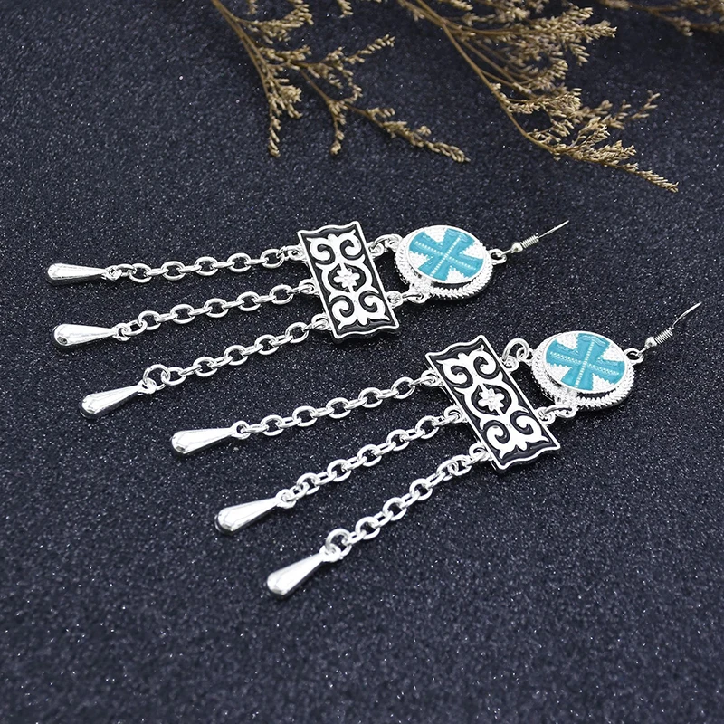 Винтажные длинные серьги с кисточками для женщин резные подвески богемные Jhumka в