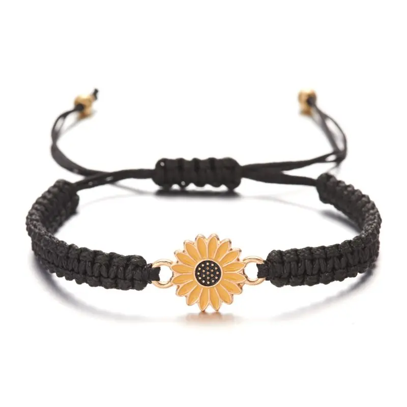 

Daisy Bracelet Adjustable Weven Rope Charm Bracelets Fashion Couple Bracelets Wholesale Sunflower Pendant Women Bracelets Bangle