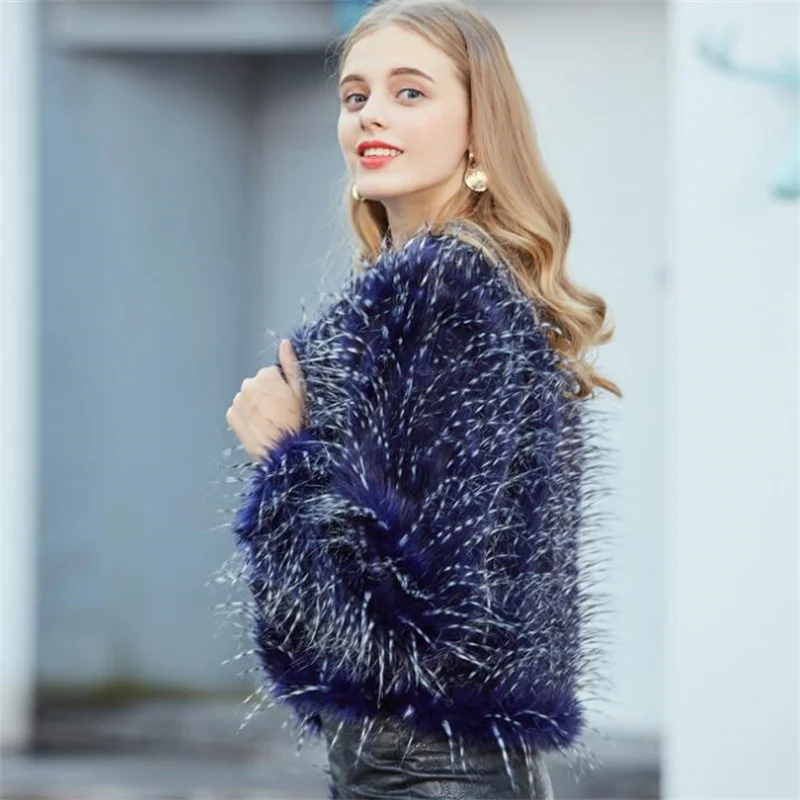 Blue peacock Autumn winter short faux mink leather jacket womens fur leather coat women slim jackets jaqueta de couro fashion