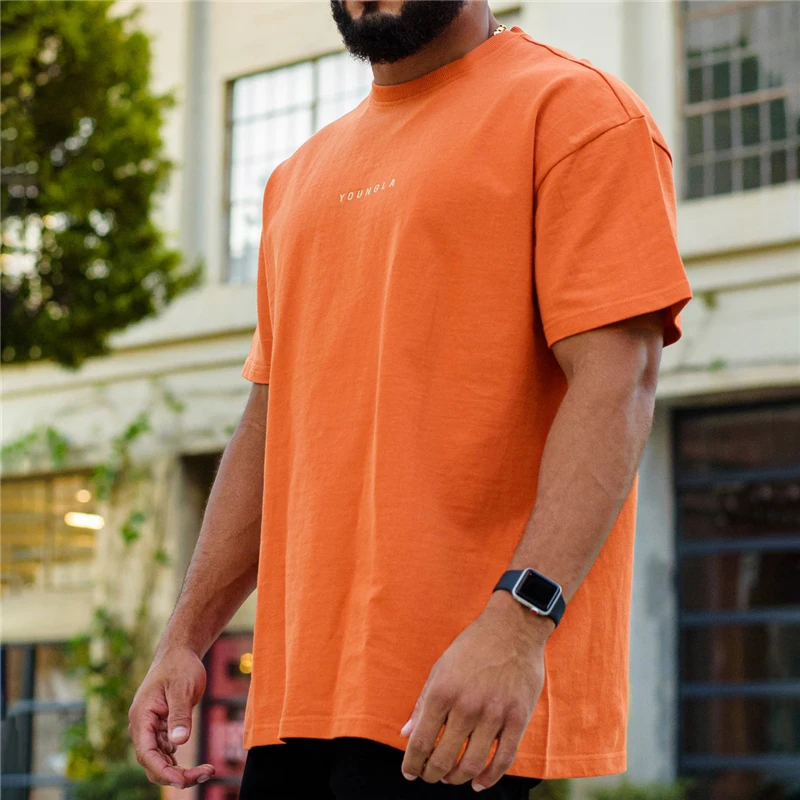 

Macaron Color Oversize M-3XL Men Loose Fitness T Shirt Fashion T-shirts Summer Gym Short Sleeve Cotton Casual Tees Tops Clothing