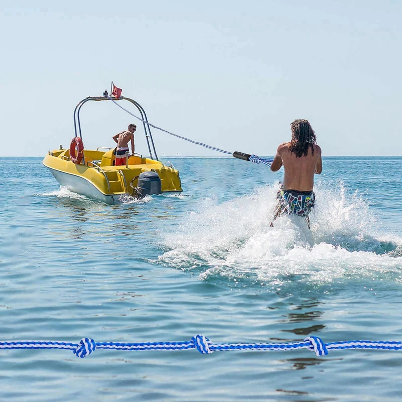 Сверхмощный буксировочный трос Moocy для водных лыж 1-3 наездника 3 секции 40 футов + 10