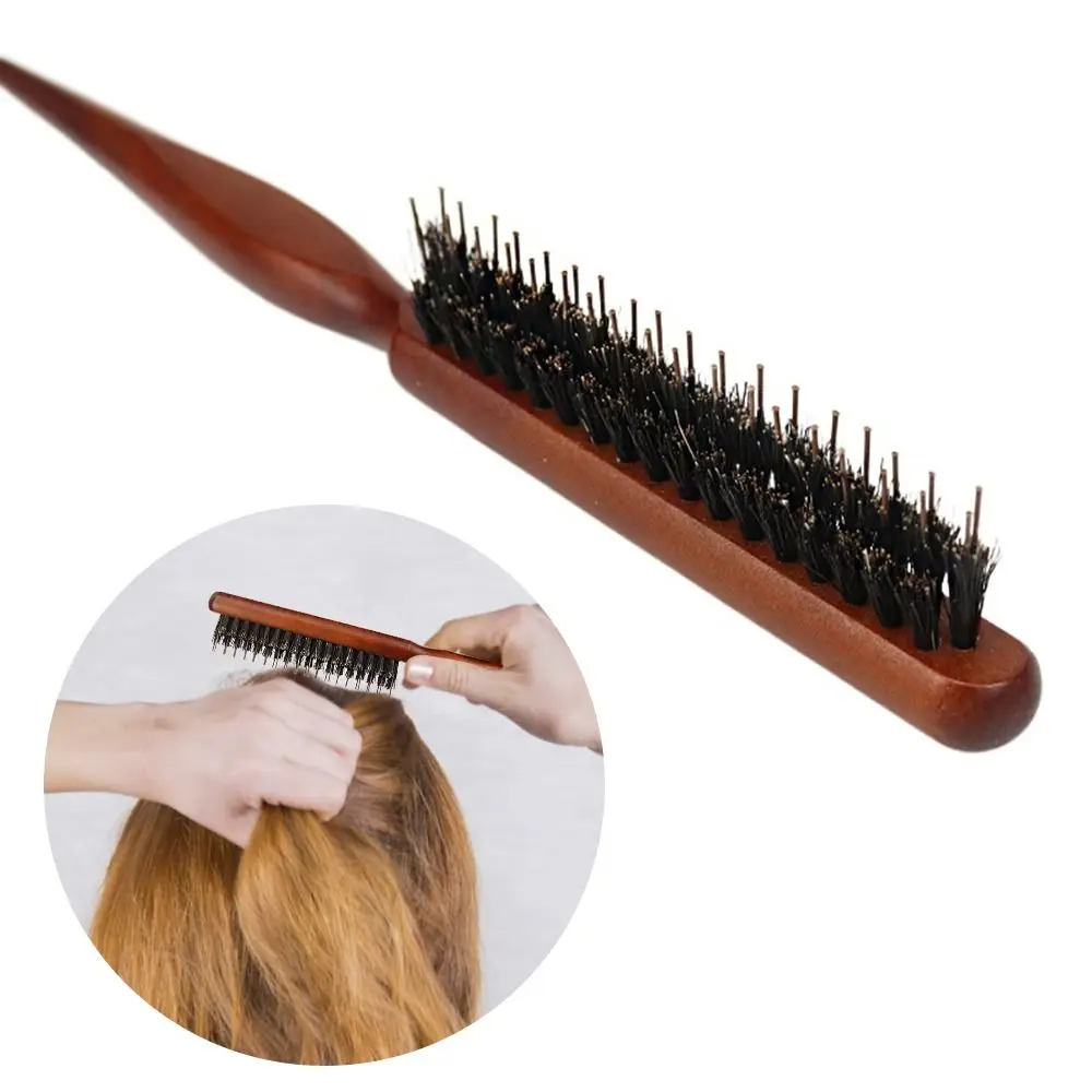 

Hairdressing Styling Tools Boar Bristle Wood Slim Line Comb Salon Teasing Back Hair Brushes Hairbrush Hair Comb