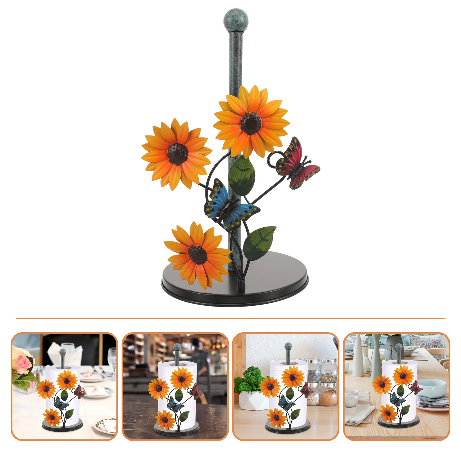 

Decor Paper Towel Holder Sunflower Decorative Holders Decorate Standing Rack Home Tissue Iron Napkin Bedroom Organizer