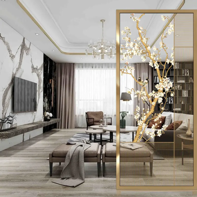 

Modern light luxury simple living room glass screen partition decoration Nordic minimalist entrance porch bedroom shelter home