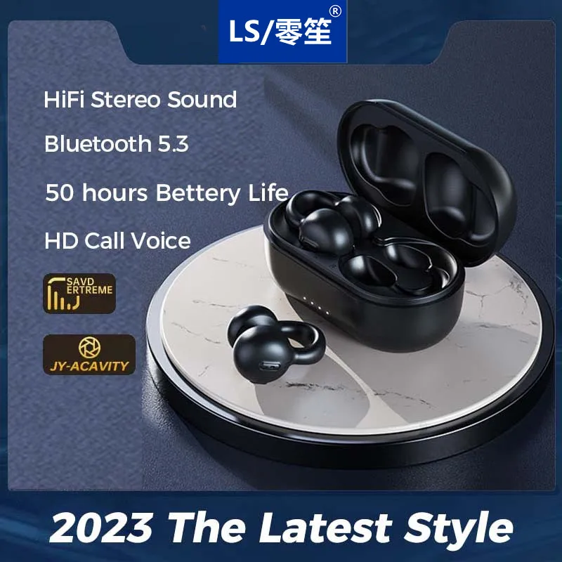 

Bluetooth-наушники LS 2023 TWS с костной проводимостью, зажимом для ушей 5,3, беспроводные наушники с микрофоном и шумоподавлением, Hi-Fi Спортивная гарнитура