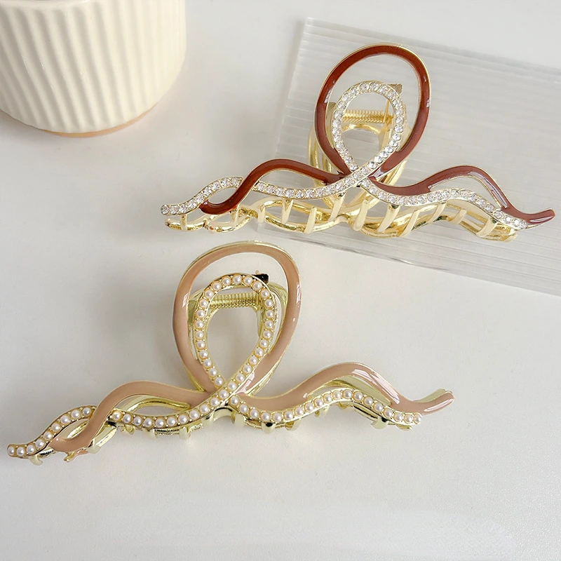 

Korean Female Metal Rhinestone Grab Clip Girl Fashion Elegant Headdress Ponytail Braid Hair Clip Delicate Hair Ornaments