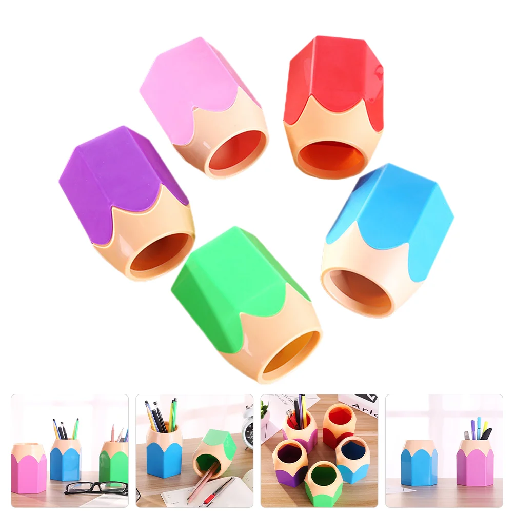 

5 Pcs Student Stationery Desktop Storage Pen Holder Kids Classroom Office Makeup Brush Abs Cute Kawaii Organizer Pencils
