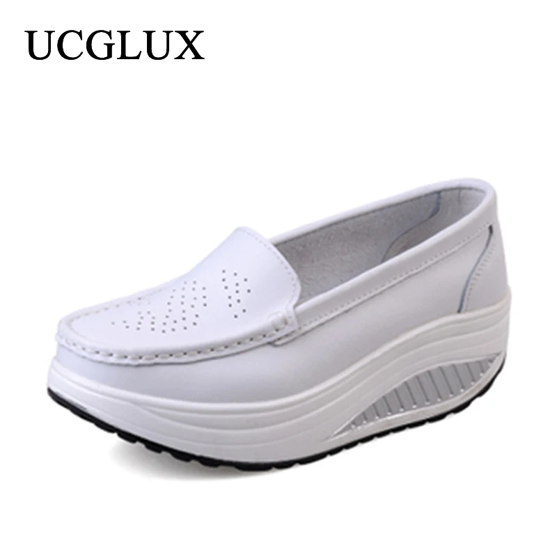 

Кроссовки Женские однотонные на платформе, спортивная обувь для медсестер, толстая подошва, белые