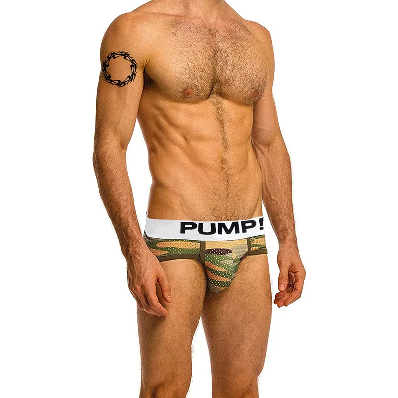 

Men'S Underpants Interesting Hollowed Out Mesh Briefs Low Waist Convex Bag Fashion Camouflage Young Mens' Underpants