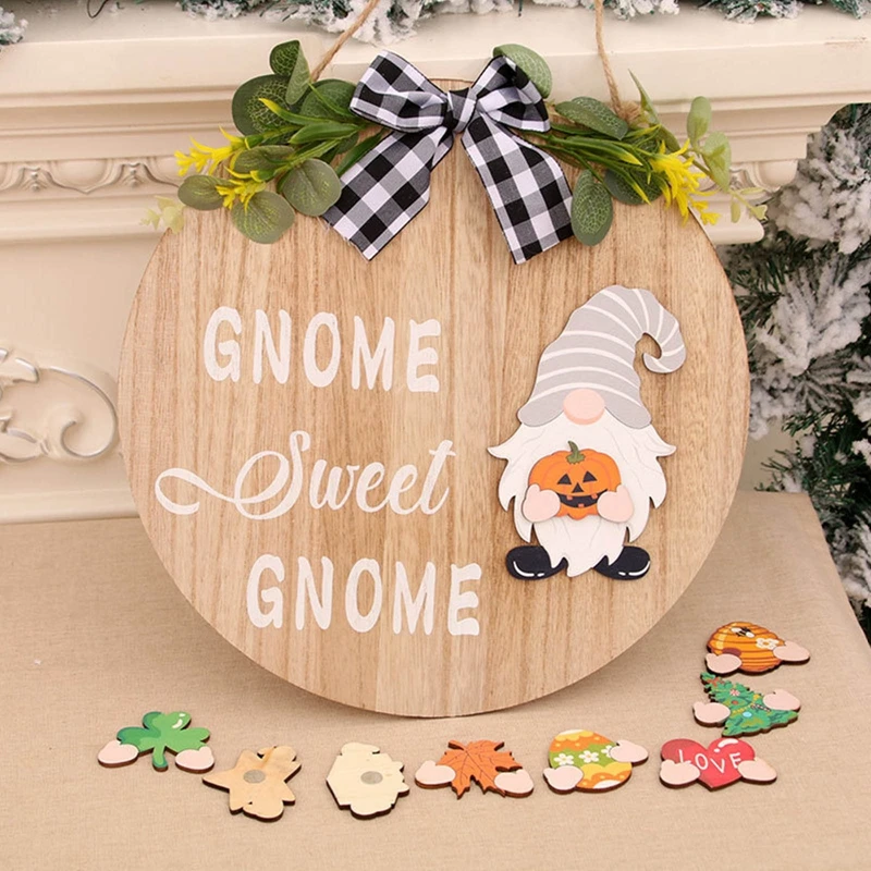 

Welcome Sign 9 Accessories Interchangeable Seasonal Front Door Decoration Christmas Wood Wreaths Wall Hanging Decor