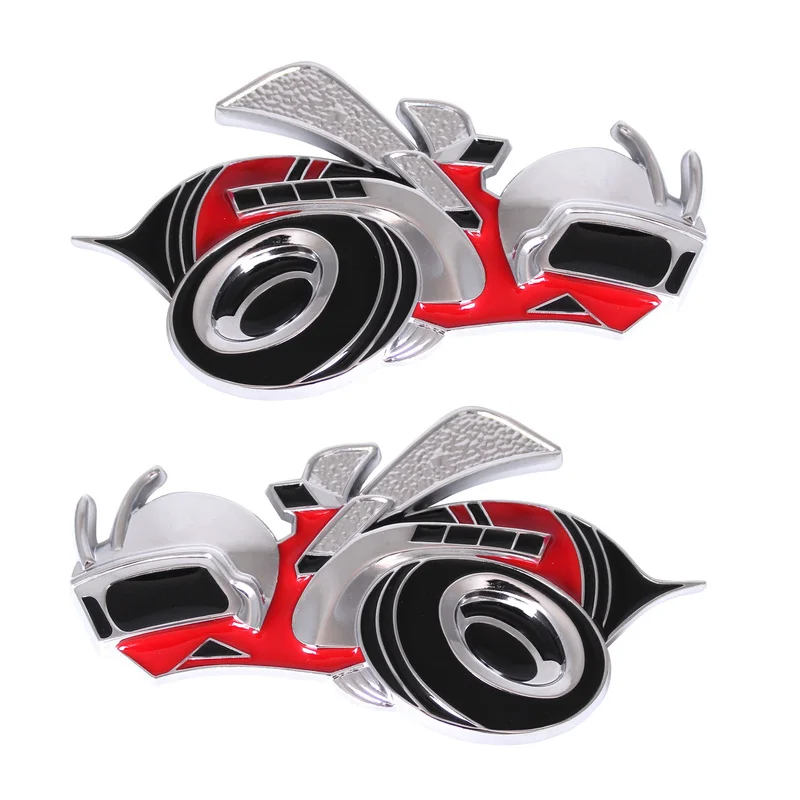 

2Pcs Chrome Red Super Bee Logo Emblem 3D Rumble Bee Car Body Fender Trunk Rear Badge for Ram 1500 2500 3500 Challenger Charger