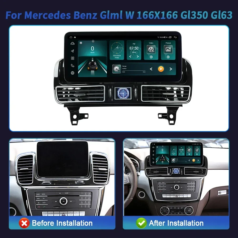 12 3 &quotдля Mercedes Benz Glml W166 X166 Gl350 Gl63 Мультимедийное автомобильное радио Bluetooth Android 4G