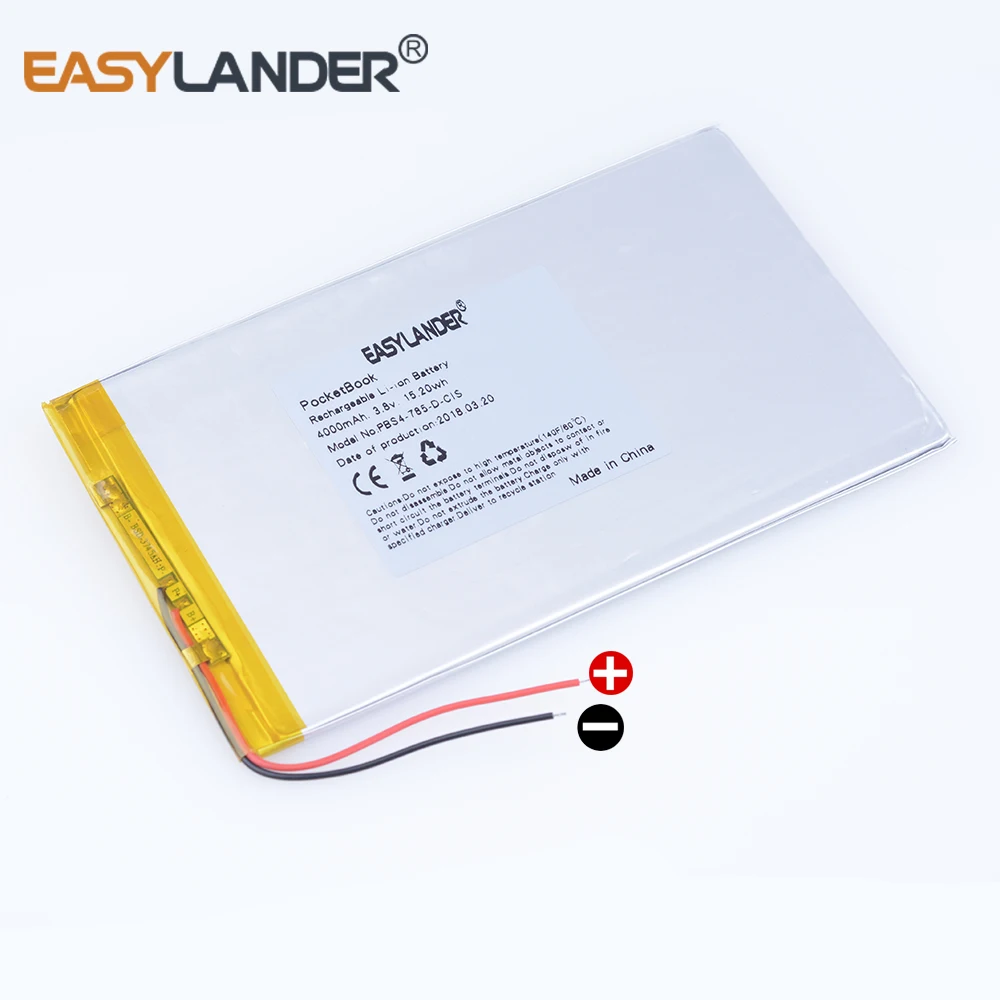 

3.8V 4000mAh 15.2wh Rechargeable Li-Polymer Battery For Tablet PC PocketBook surfpad 4M SF 4M POWER BANK MODEL PBS4-785-D-CIS