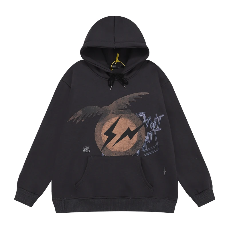 

Travis Scott Cactus Jack Fragment Retro Eagle Hooded Fleece Sweatshirts Men's and Women's Streetwear Oversized Pullover Hoodies