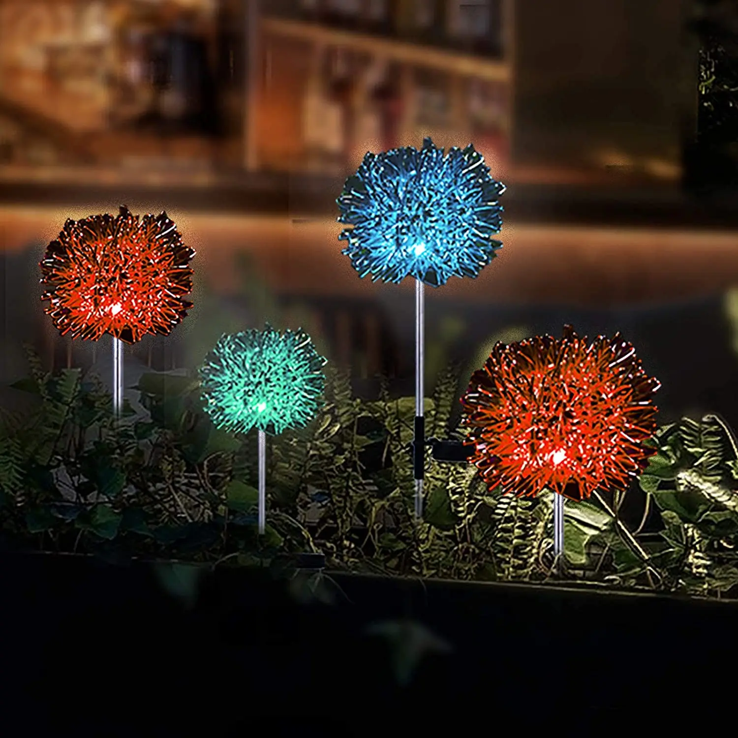 Solar Garden Lights Outdoor,LED Dandelion Garden Lights,Globe Dandelion Lamp Lights Stake Landscape Lamp Holiday Lighting