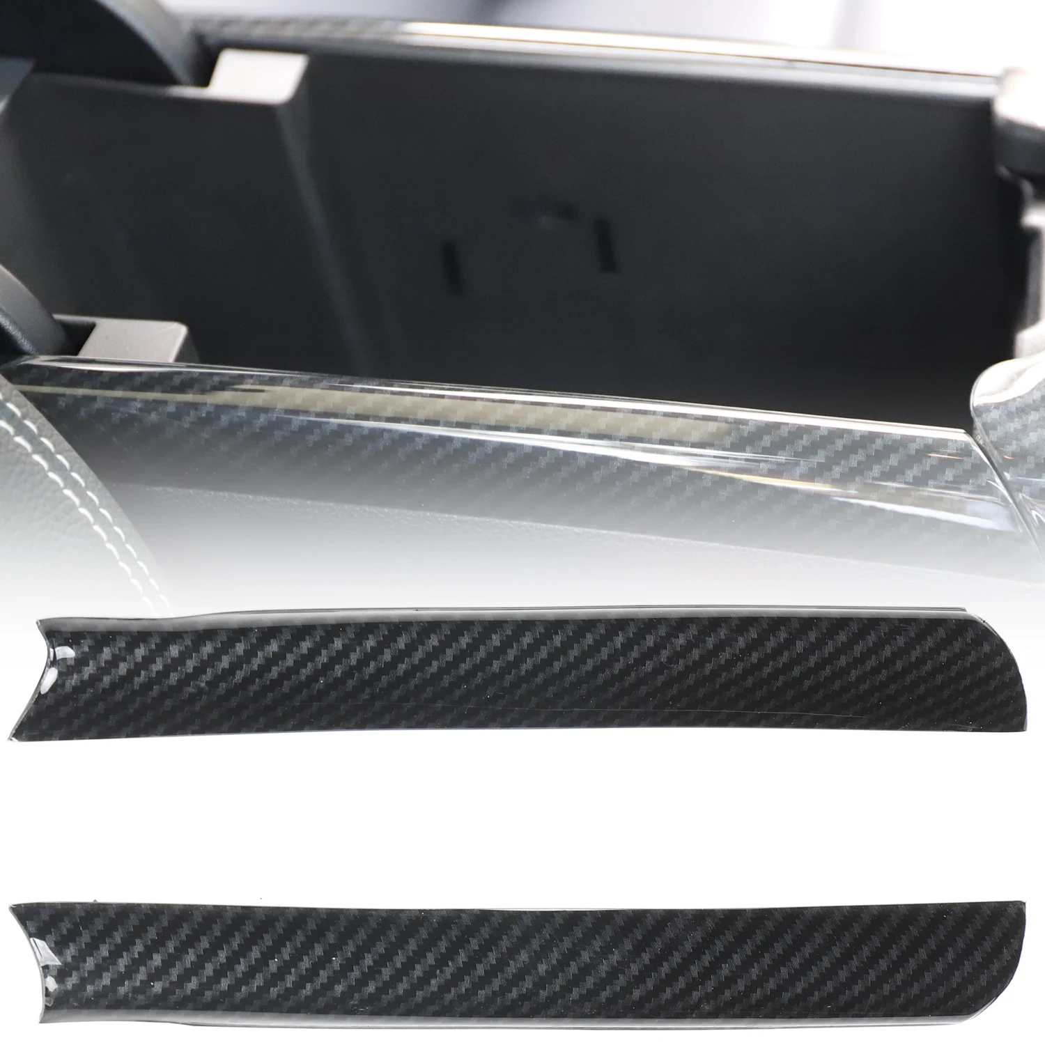 Фото Для Mercedes-Benz A-Class W176 2012-2018 CLA C117 2013-2019 салон автомобиля подлокотник рамка боковая молдинговая крышка ABS карбон черный №1