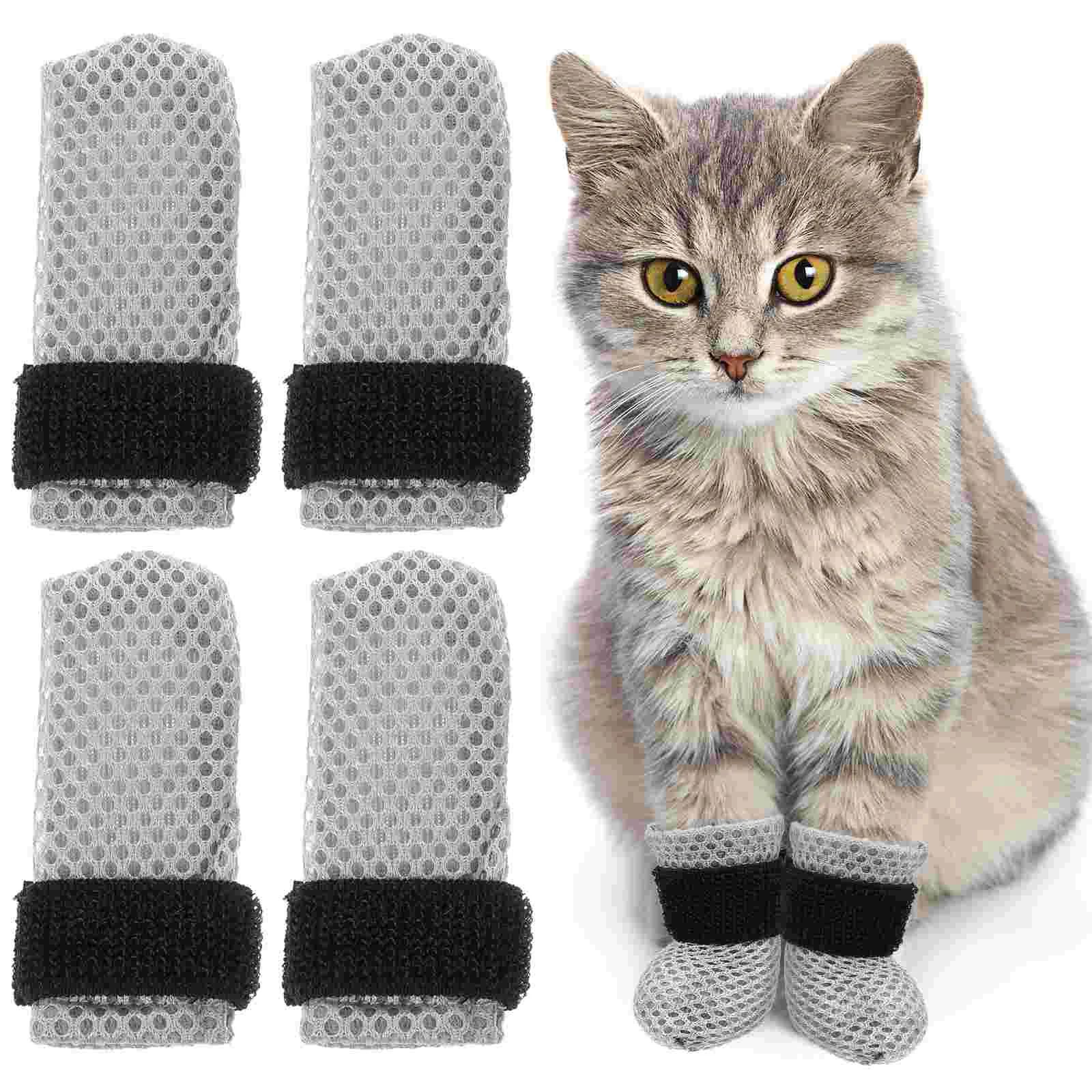 

4Pcs Cat Injection Scratch Protector Breathable Cat Claw Caps Kitten Paw Covers