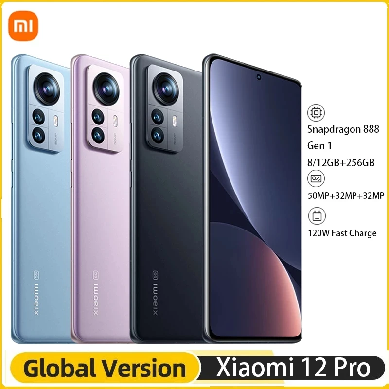 Global Version Xiaomi Mi 12 Pro 5G Mobile Phone Snapdragon 8 Gen 1 Smartphone 12GB+256GB 50MP Camera 120W Charge AMOLED Screen