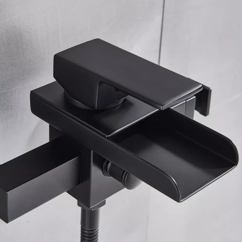 

Matte Black Chrome Nickel Shower Set ABS Hand shower Waterfall Sput Bathtub Faucets Hot Cold Mixer Taps