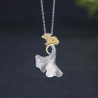 authentic 925 sterling silver handmade necklace choker for women chinese style ginkgo leaf pendant necklaces jewelry chains xl26