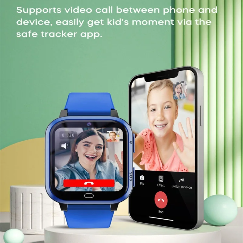 

Kids 4G Smart Watch 800mAh Waterproof IP67 Video Call SOS GPS LBS WIFI Location Tracker Remote Monitoring Children's Smartwatch