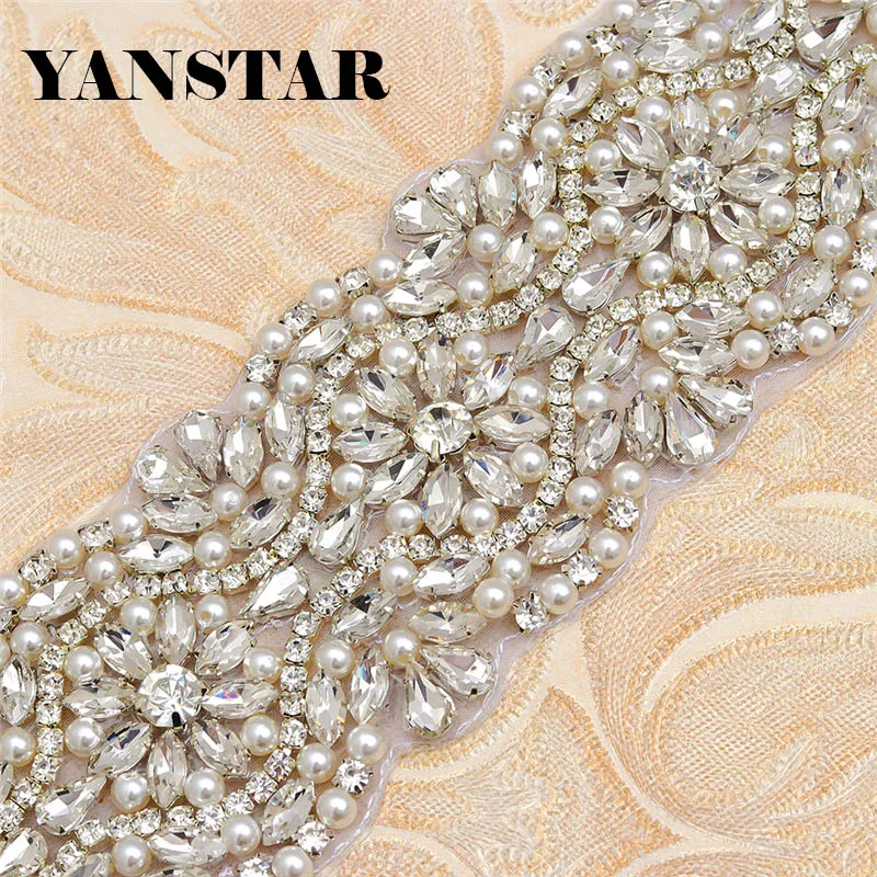 YANSTAR 5 шт. Стразы Аппликации железо для ремни свадебного платья серебро и Роза