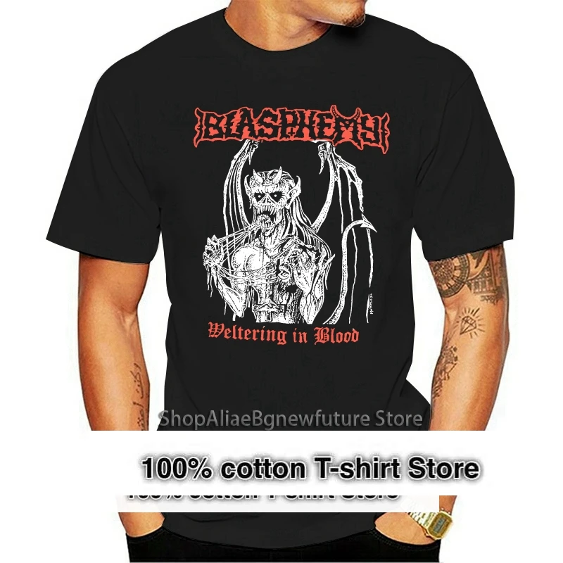 

Blasphemy Weltering In Blood Black Metal Skinheads T-Shirt