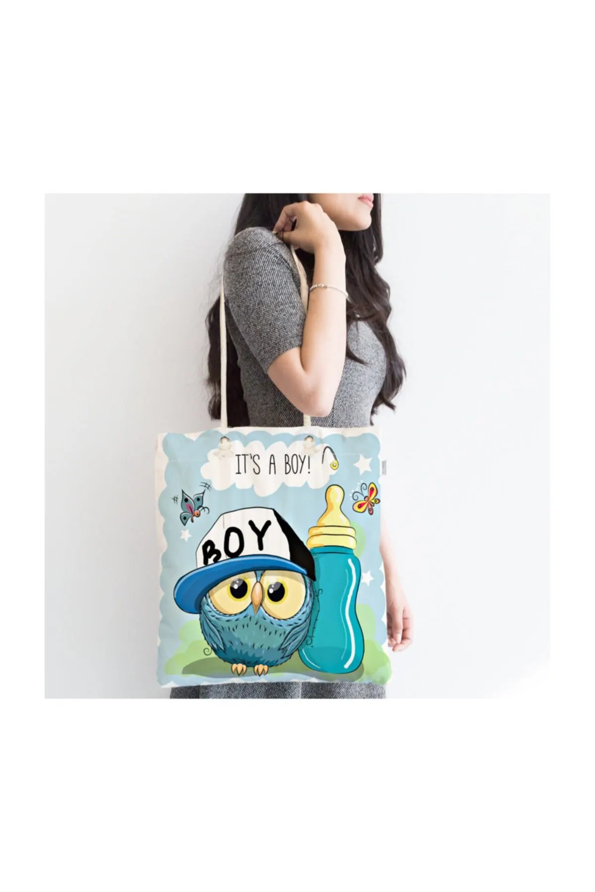 

Женская пляжная сумка с цифровой печатью, современный тканевый тоут на молнии с принтом совы, модные летние большие сумки на плечо для покуп...