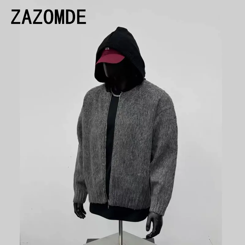 Мужская зимняя трикотажная куртка ZAZOMDE плотный теплый свитер хлопковая одежда с