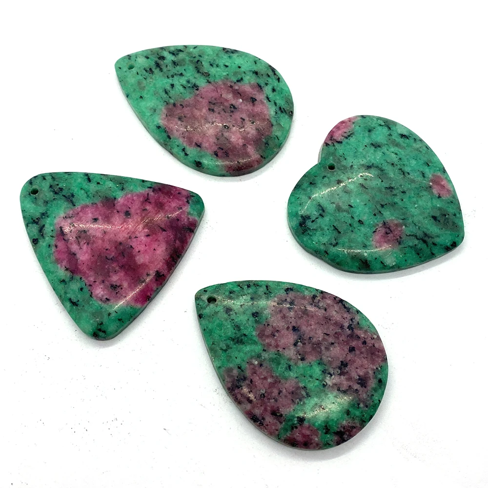 

5pcs/Bag Natural Stone Ruby Emerald Necklace Pendant 30x48mm Charm Jewelry Handmade DIY Necklace Sweater Chain Accessories