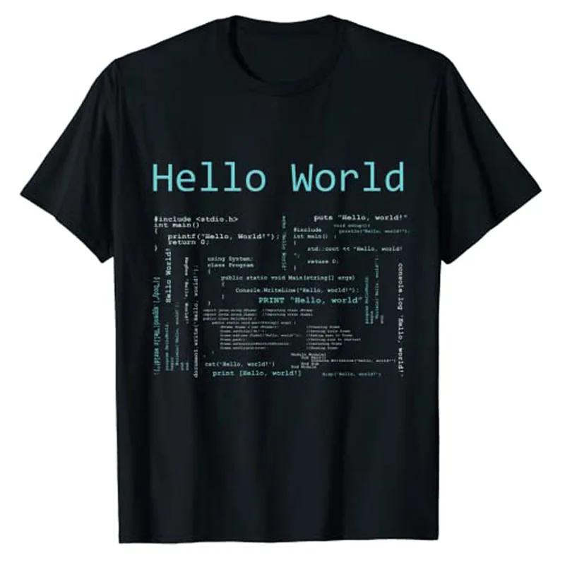 

Hello World - Computer Programming Languages T-Shirt Gaming Lover Gamer Boys Men Clothing Computer Programmer Graphic Tee Tops