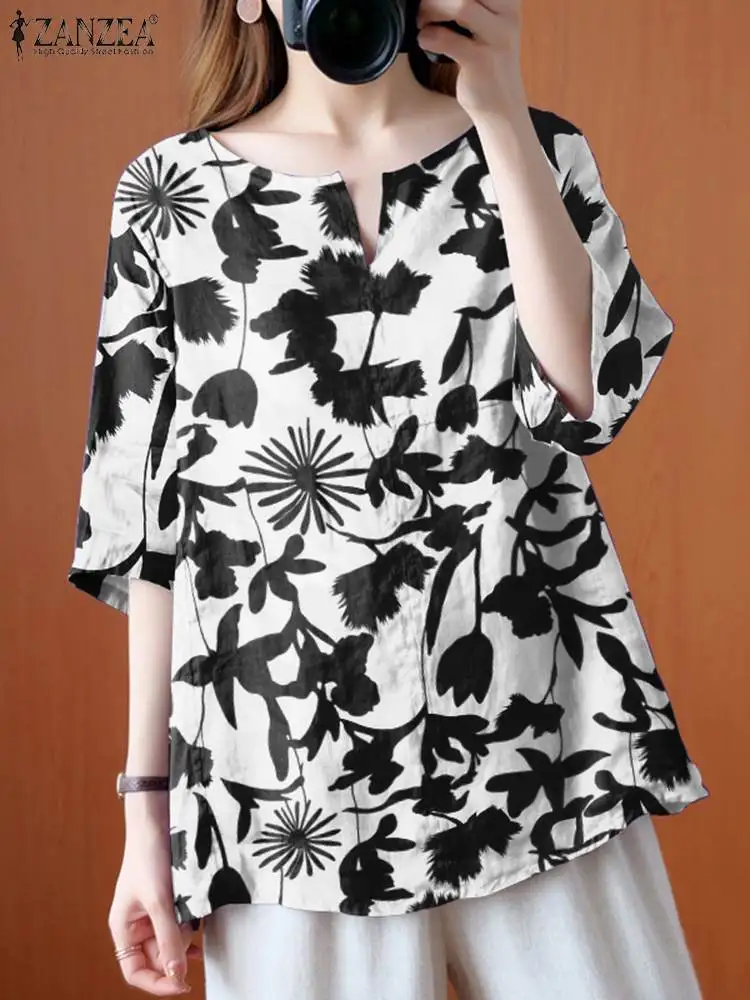 Summer Half Sleeve Tops Women Vintage Printed Blouse 2022 ZANZEA V Neck Slit Shirts Casual Holiday Baggy Camisas Oversized Tunic
Summer Half Sleeve Tops Women Vintage Printed Blouse 2022 ZANZEA V Neck Slit Shirts Casual Holiday Baggy Camisas Oversized Tunic