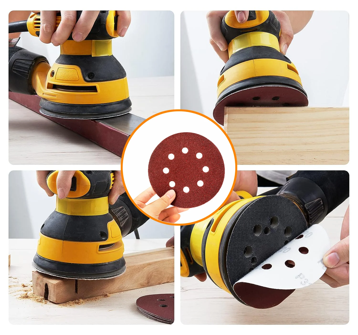 60 шт. 5-дюймовые шлифовальные диски с крючком и петлей шлифовальная бумага
