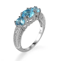 new fashion blue color snowflake zircon rings for women girls romantic bridal wedding ring engagement party jewelry gifts