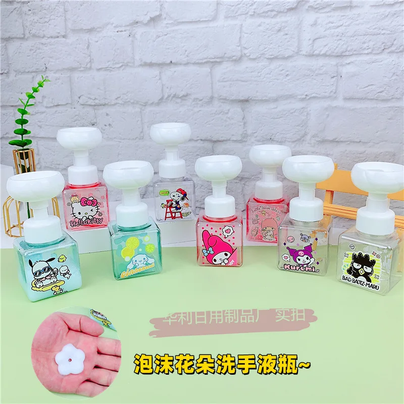 

Sanrios Kawaii Anime Kuromi My Melody Pochacco Creative Flowers Push Type Foaming Bottle Cartoon Handwashing Fluid Sub-Bottling
