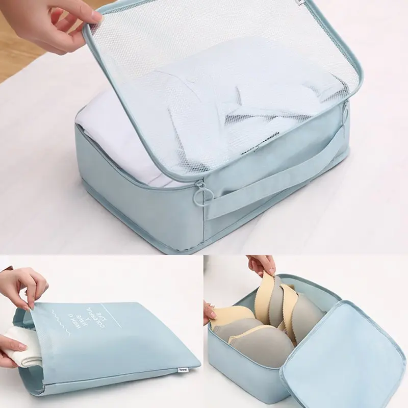 Packing Cubes For Suitcases 7 Pcs Foldable Luggage Bag Travel Suitcase Organizer Compression Bag, Gray