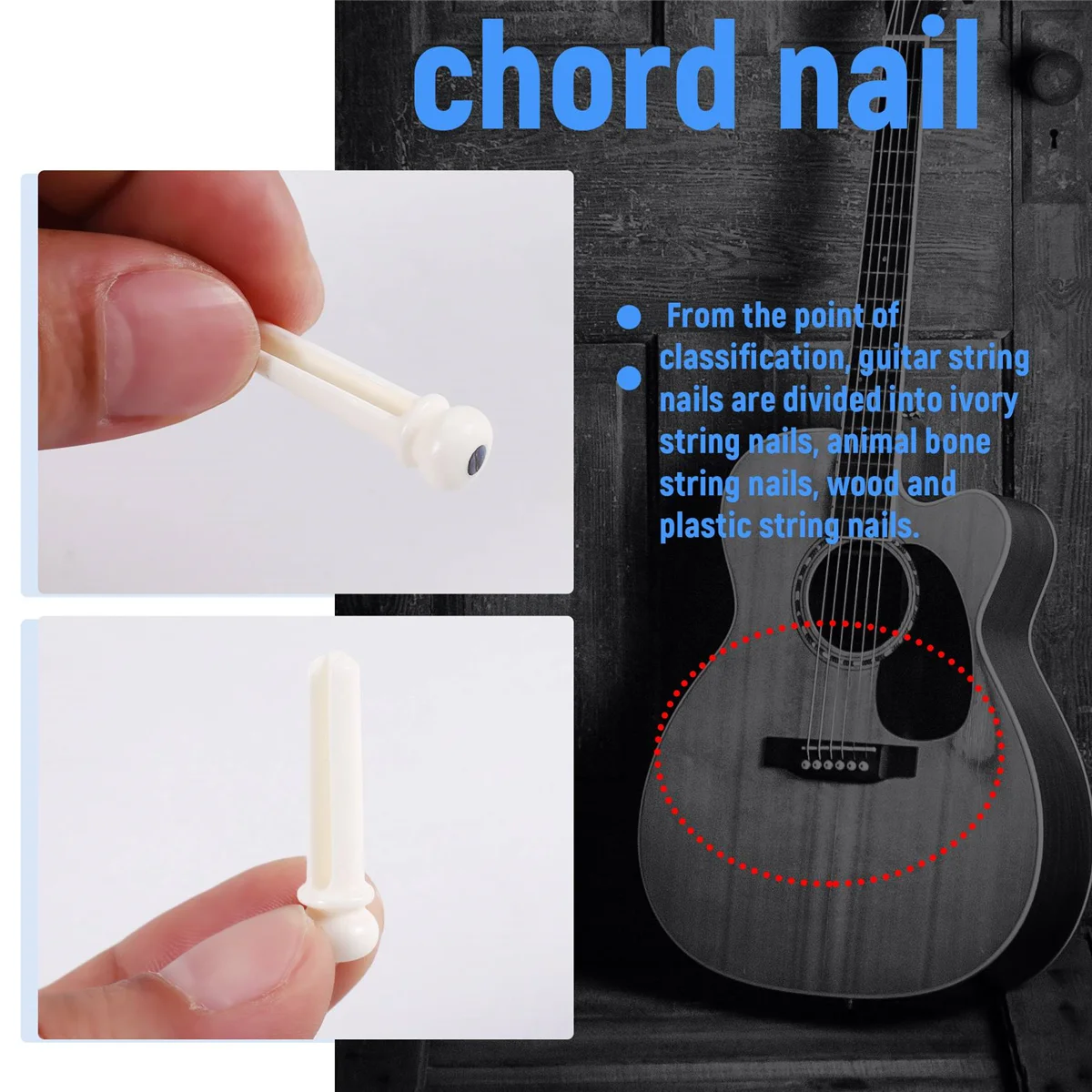 6 шт. мостовые булавки для акустической гитары