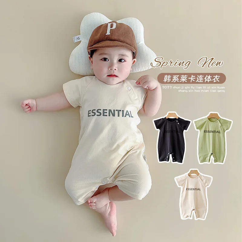 

Jenny&Dave Baby Super Cute Short Sleeve Letter Print Bodysuit Summer Boys and Girls Thin Breathable Creeper Outgoing Clothing Ro